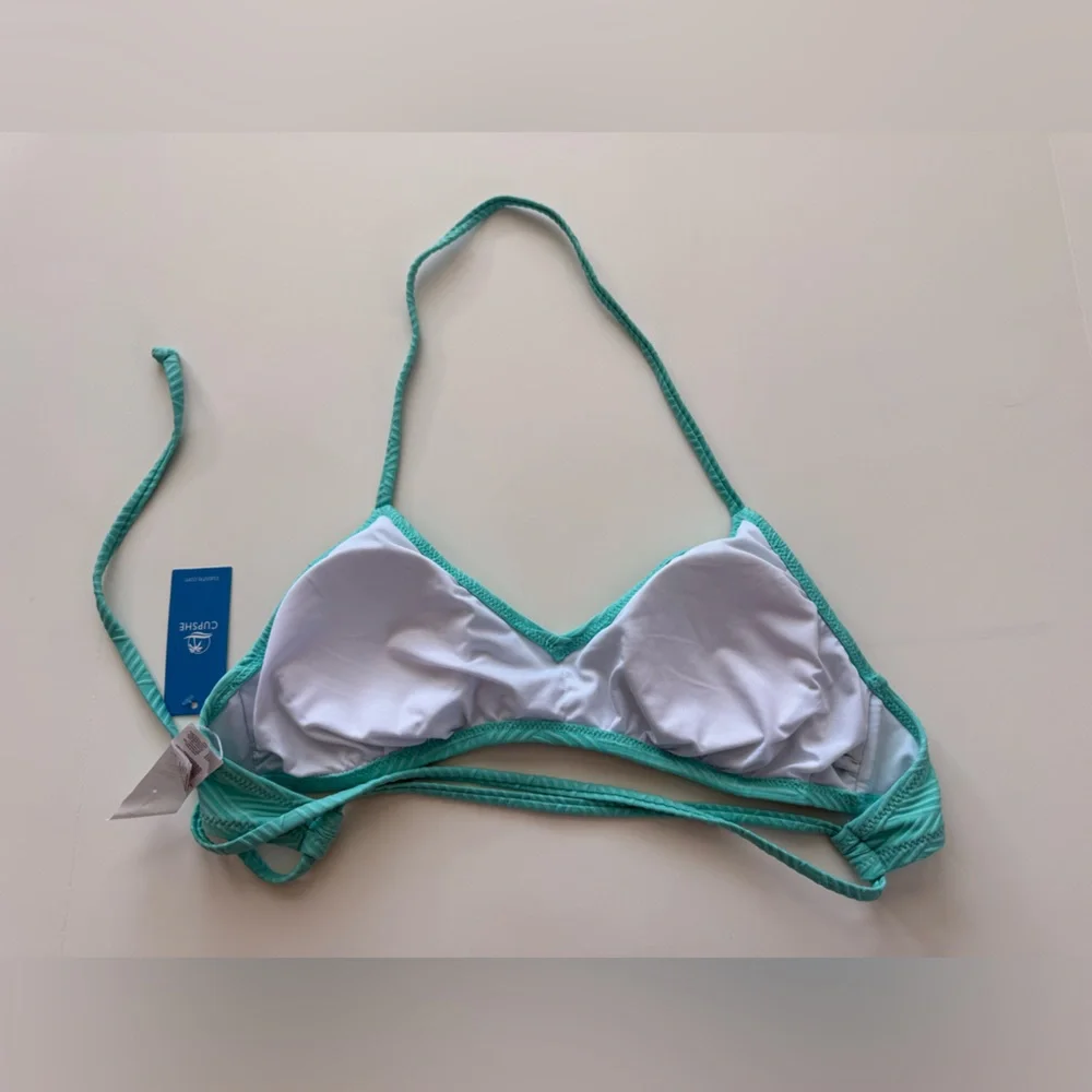 CUPSHE Teal Textured Triangle Bikini Top Size Small New With Tags